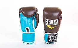 Рукавиці боксерські PU на липучці ELAST BO-5032 (р-р 8-12oz, коричневий (кава) — блакитний)
