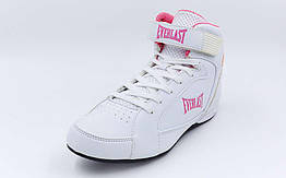 Боксерки жіночі EVERLAST JUMP ELW65C (р-р US-7-9,5, RUS-37,5-40,5) (PU, низ-неслизька гума, білий-рожевий)