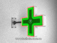 Светодиодный крест для аптеки с динамикой, двухцветный, 700х700 (Вид: Двухсторонний; )