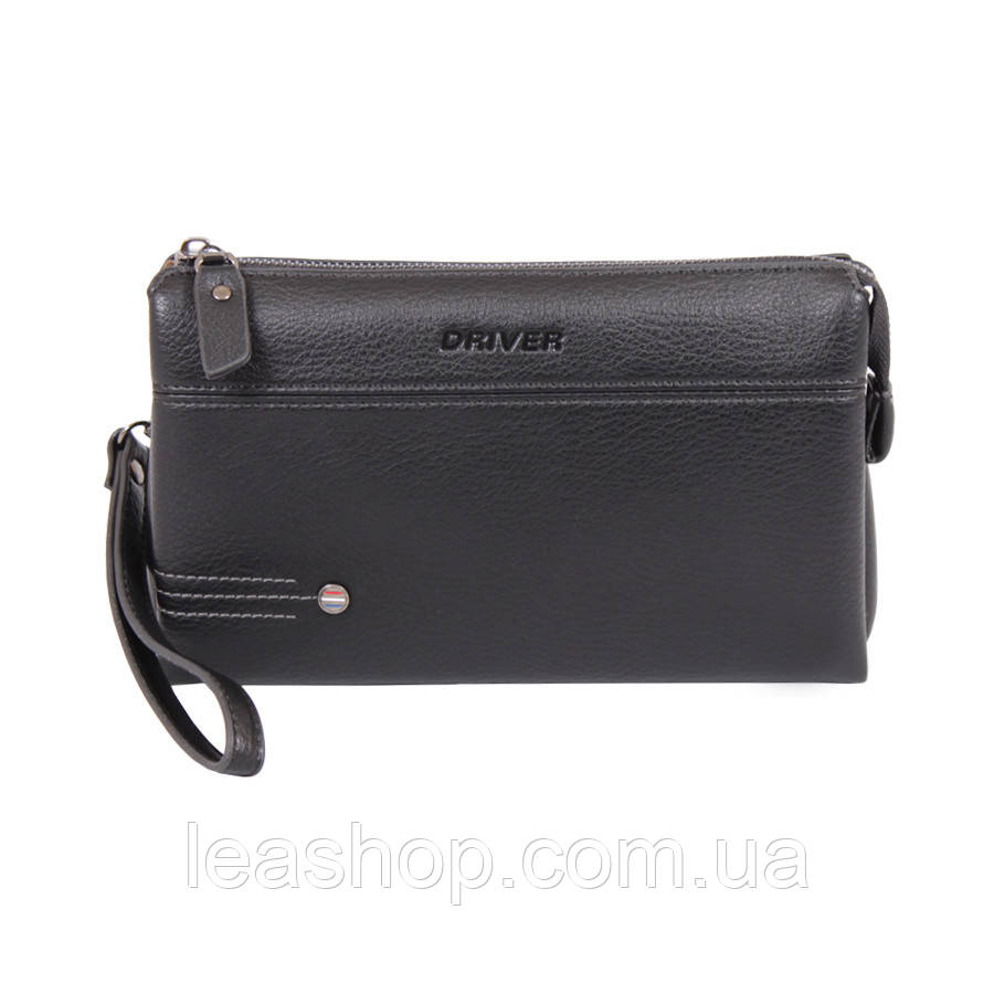 Чорна барсетка з еко-шкіри, фото 1