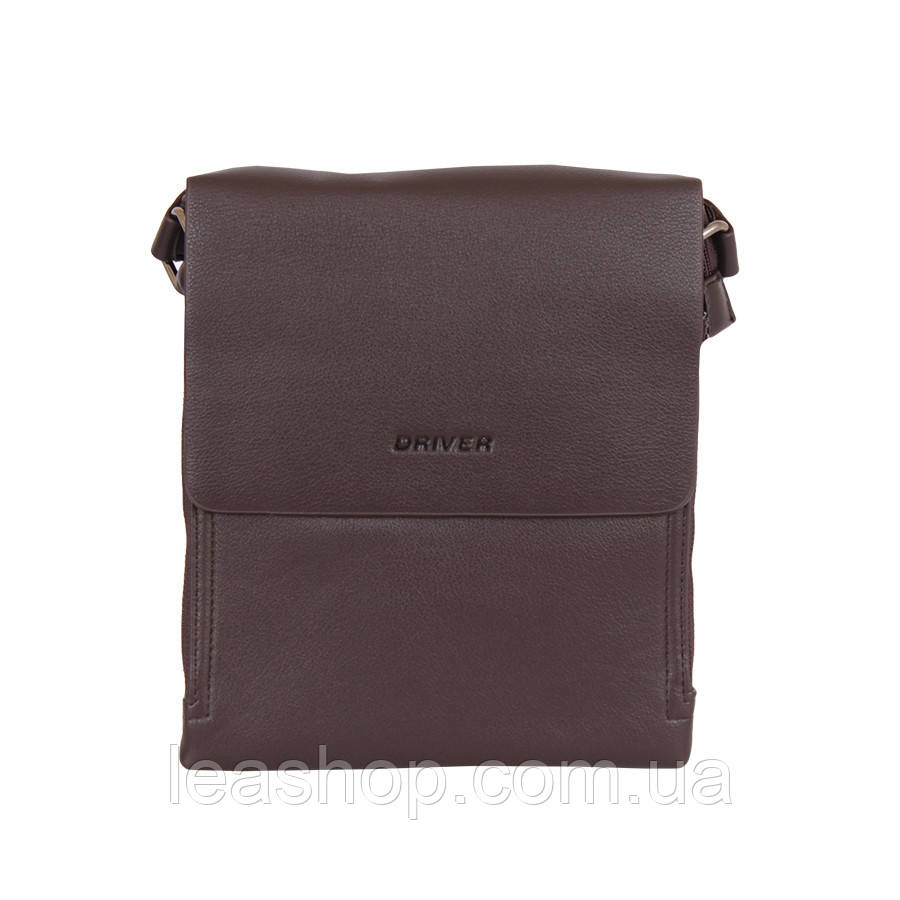 Барсетка коричнева з ременем, фото 1