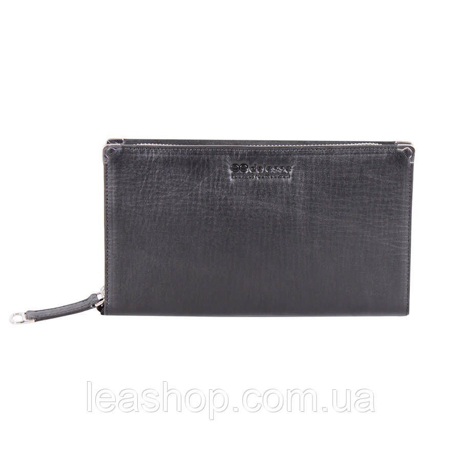 Барсетка зі щільної шкіри чорна, фото 1