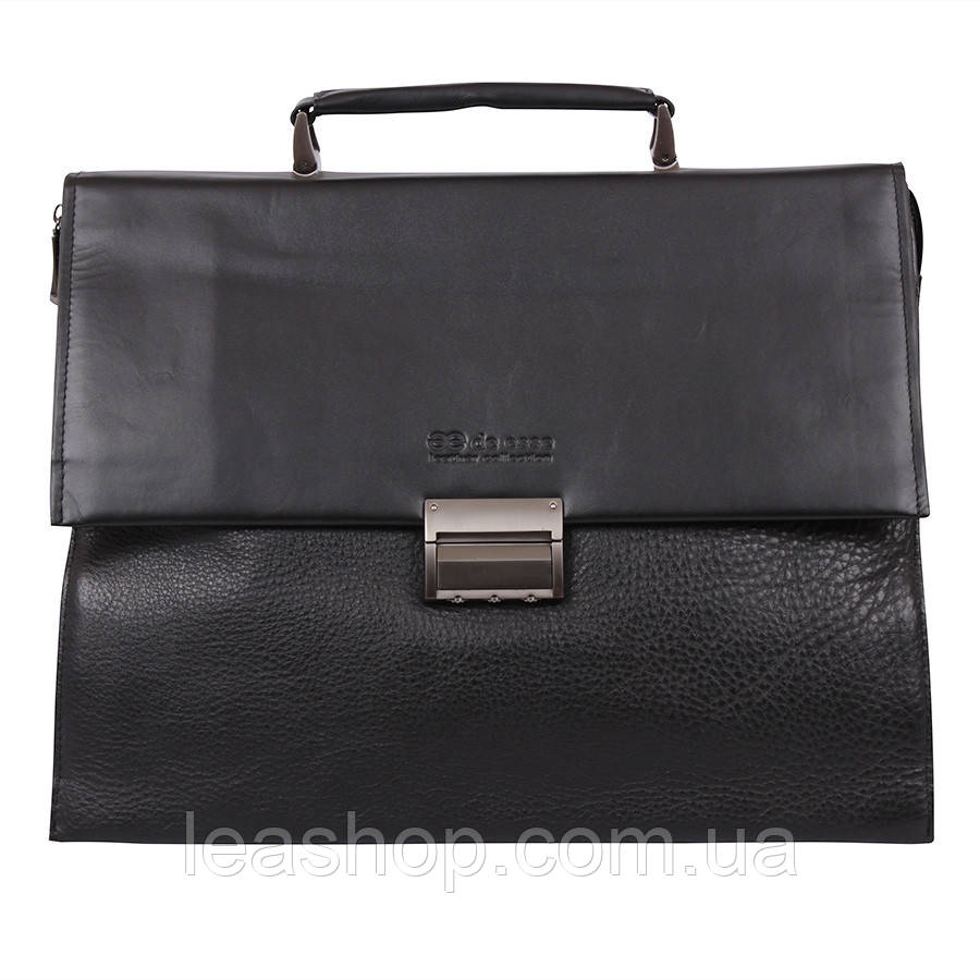 Класичний портфель з натуральної шкіри чорний, фото 1