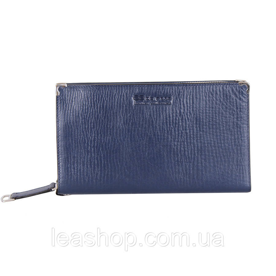 Барсетка з натуральної шкіри синя, фото 1