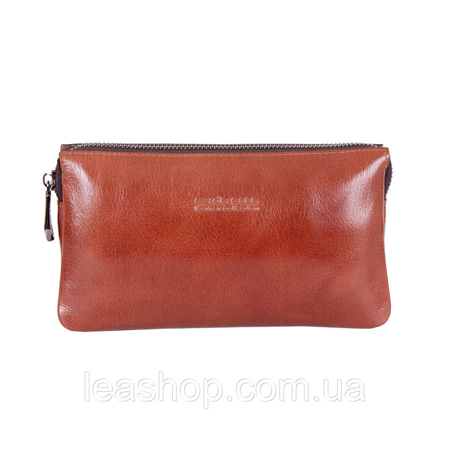 Барсетка з натуральної шкіри руда, фото 1