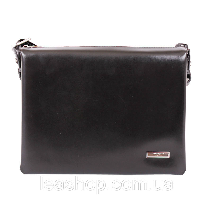 Портфель чорний з натуральної шкіри, фото 1