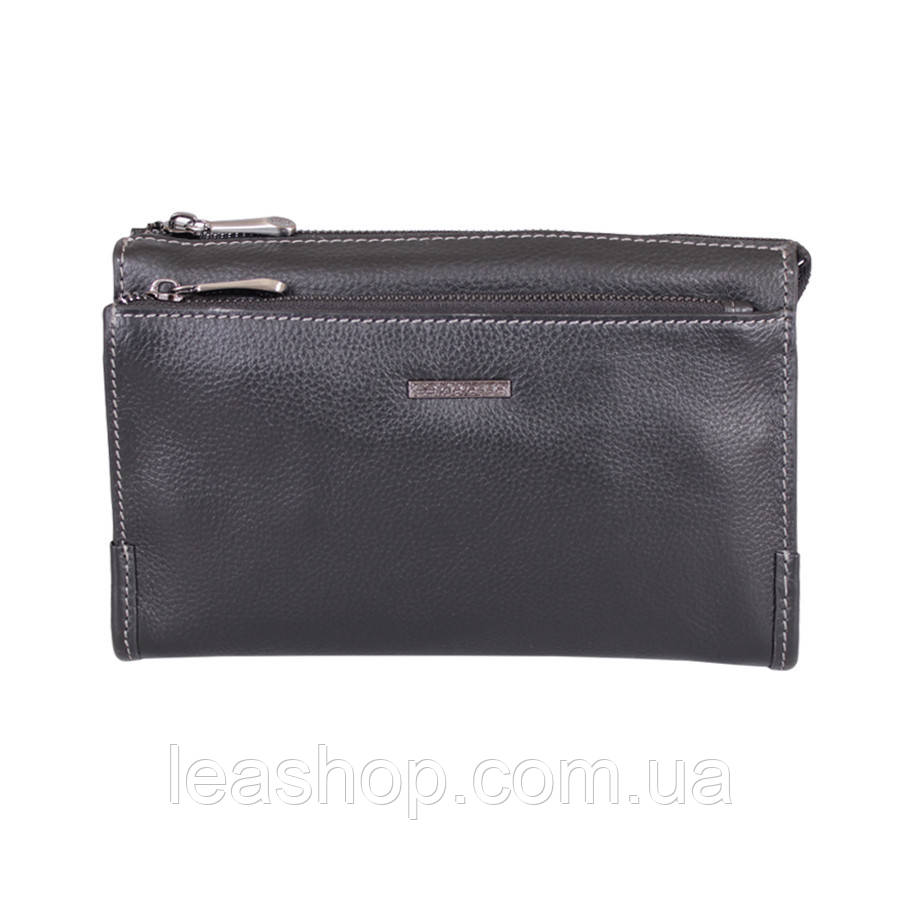 Барсетка чорна прошита сірими швами, фото 1