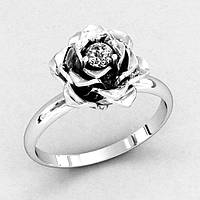 Кольцо женское серебряное Роза