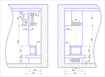 Проект углового камина с габаритными размерами термокупола