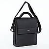 Сумка чоловіча чорна з екошкіри на три відділи на плече з ручкою зверху та клапаном Dolly 152 24х27х10 см, фото 8