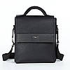 Сумка чоловіча чорна з екошкіри на три відділи на плече з ручкою зверху та клапаном Dolly 152 24х27х10 см, фото 9