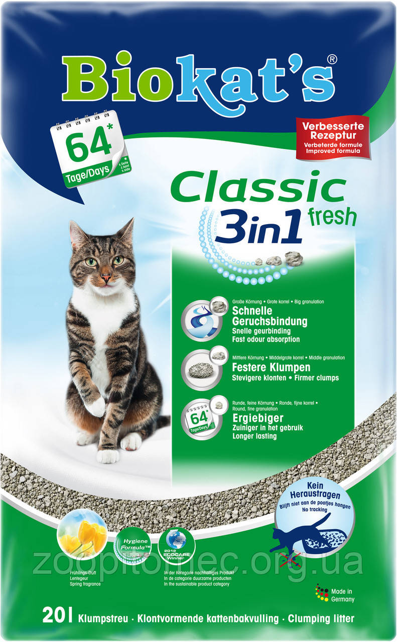 Наповнювач Biokat's Биокетс Classic Fresh 3 в 1 для котячих туалетів, 10 л, фото 1