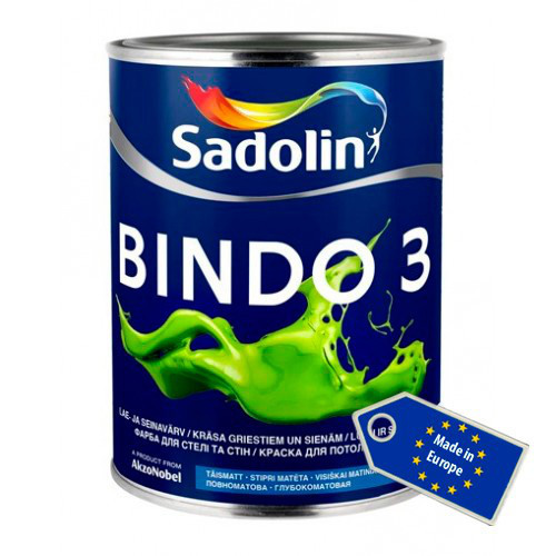 Sadolin Bindo 3 миється латексна фарба для стелі та стін 2,5 л глубокоматовая, фото 1