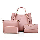 Набір жіночих сумок 4в1 коричневий з якісної екошкіра, уцінка, фото 4