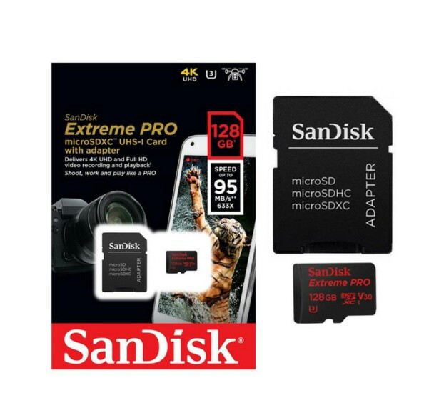 Карта памяти SanDisk microSDXC 128GB ExtremeAction A1 C10 V30 UHS-I U3 (SDSQXAF-128G-GN6AA) - фото 1 - id-p722056206