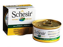 Вологий корм для кішок консерва Schesir (Шезир) Chicken Surimi філе курки з сурімі в желе, банку 85 г