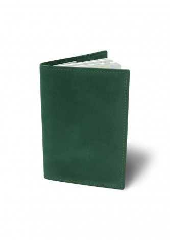 Шкіряна обкладинка для автодокументів зелена подарунок автолюбителю, фото 1