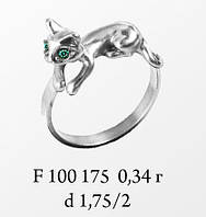 Кольцо женское серебряное Кошка
