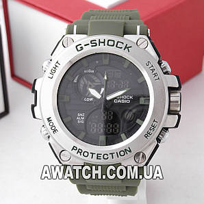 Чоловічі кварцові наручні годинники G-Shock M150 / Касіо на каучуковому ремінці зеленого кольору