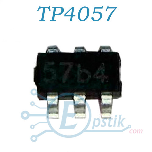 TP4057, контролер заряду батареї, 4.2, 600мА, SOT23-6