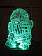 3d-світильник R2D2, Star wars, Зоряні війни, 3д-нічник, кілька підсвічувань (на пульті), фото 3