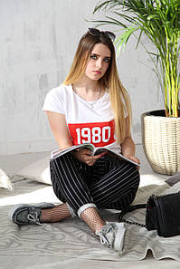 Футболка принт 1980 біла