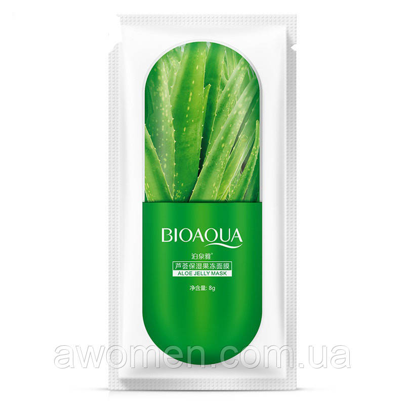 Нічна гелева маска для обличчя з алое BIOAQUA Aloe Jelly Mask 8g