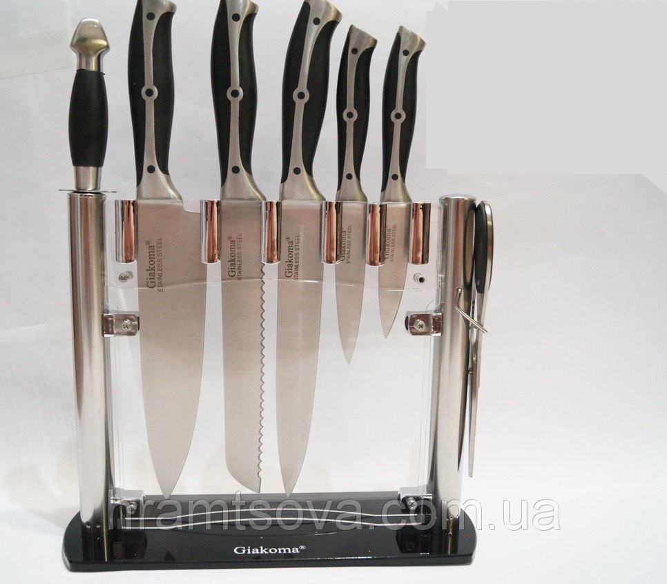 Ножи кухонные набор 8 шт. на подставке "Giakoma 8119" Италия - фото 1 - id-p503640230