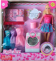 Кукла с нарядами и стиральной машинкой Defa 8323