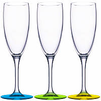 Набор бокалов цветных для шампанского "Лак Микс" 170мл. 3шт