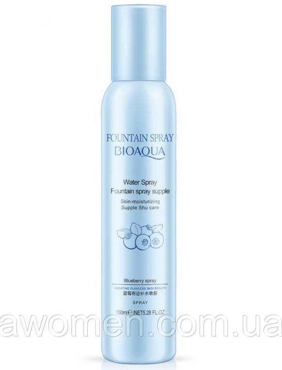 Зволожувальний спрей для обличчя з екстрактом чорниці BIOAQUA Fountain Spray Blueberry 150 ml, фото 1