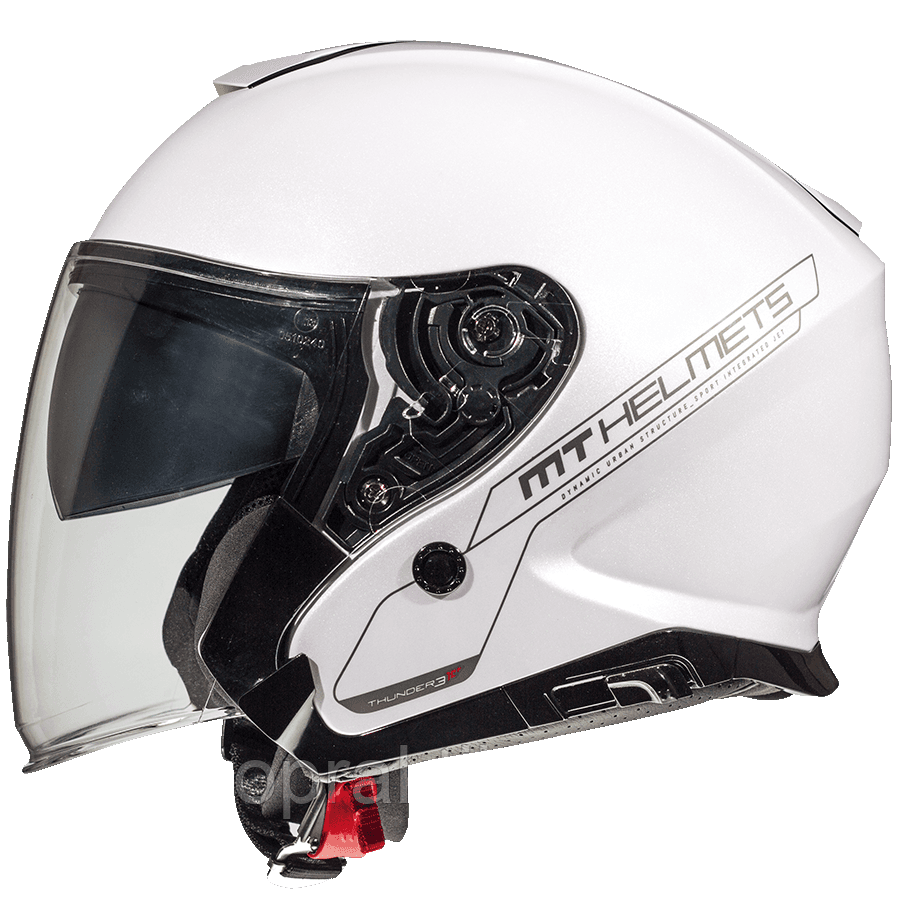 MT Thunder 3 Jet SV Solid A0 Gloss Pearl White, XS - Мотошолом лицевик з окулярами