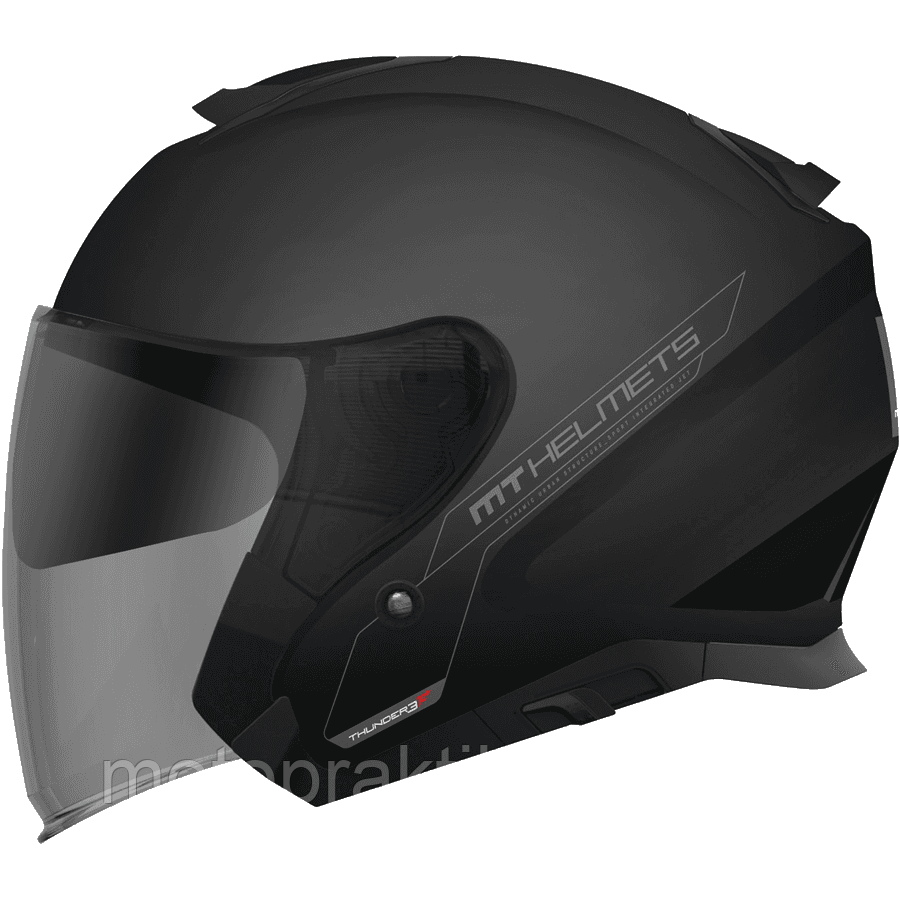 MT Thunder 3 Jet SV Solid A1 Gloss Black, XS - Мотошолом лицевик з окулярами