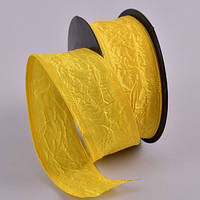 Лента декоративная из тафты жатка Цвет желтый