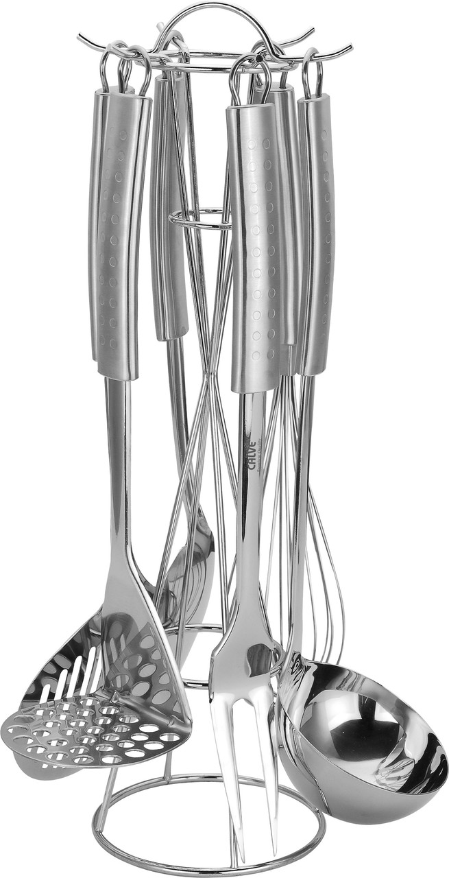 Набір кухонного приладдя з підставкою Calve CL-1327, 7 предметів, з нержавіючої сталі