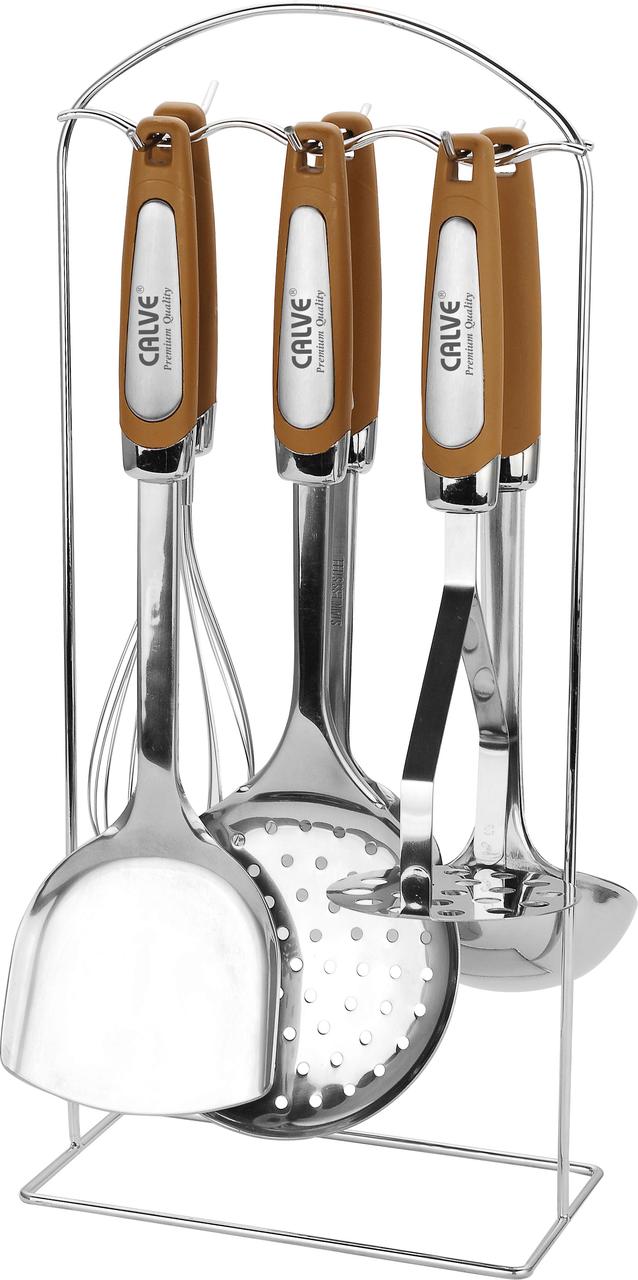 Набір кухонного приладдя з підставкою Calve CL-1339, 7 предметів, з нержавіючої сталі