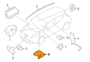 Модуль srs airbag комп'ютер подушок безпеки Nissan Leaf AZE0 (13-17) 98820-3NF0A, фото 4