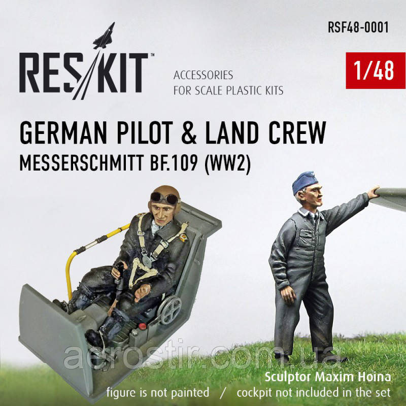 German pilot & land crew Messerchmitt Bf.109 1/48 RES/KIT F48-0001