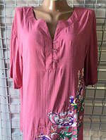 Блузка летняя штапель розовая ХЛ