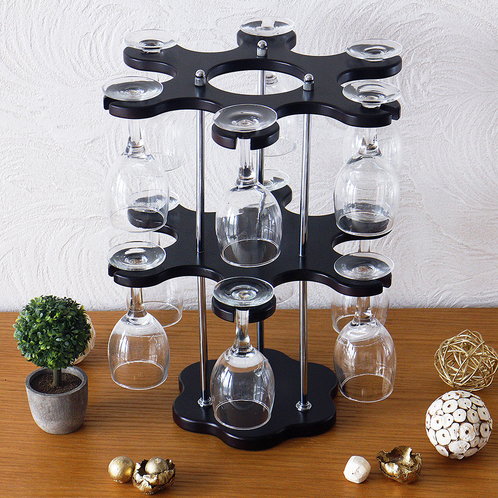 Підставка для пляшки на 11 келихів зі штопором дерев'яна Гранд Презент SS09183