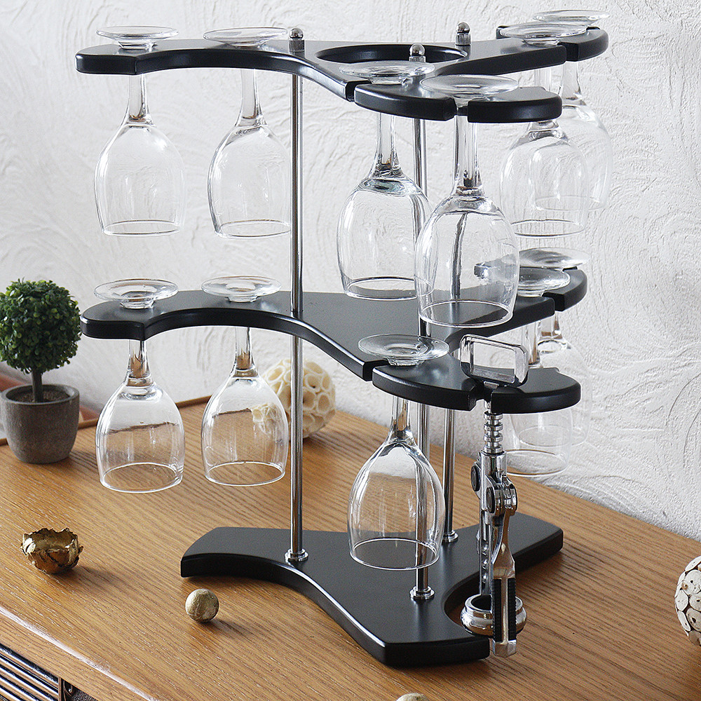 Підставка для вина на 11 келихів зі штопором дерев'яна Гранд Презент SS09184