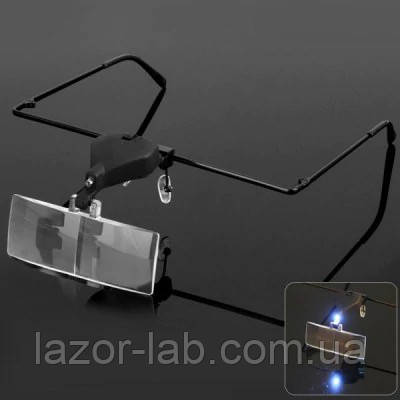 Лупа налобна (1.5 х, 2.5 х, 3.5 х) з підсвічуванням Magnifier 9157-3 (TK1004L)
