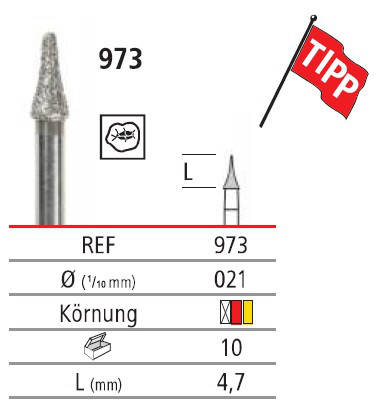 Бор алмазний (розмір 021) Oko Dent (Німеччина), фото 2