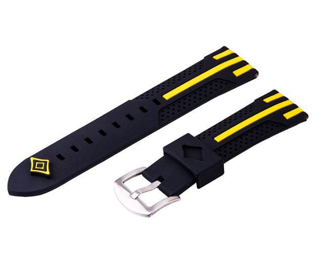 Силіконовий ремінець Primo Dart для годинника Asus ZenWatch 2 (WI501Q) - Black-Yellow