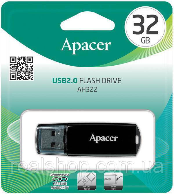 Накопитель USB Apacer 32GB black AP32GAH326B-1, AP32GAH322B-1