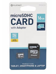 Platinet microSDHC 16 GB Class 10 + SD adapter