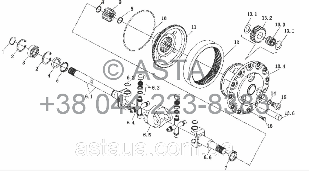 Передняя ось в сборе (дополнительно) на YTO-X704 - фото 3 - id-p56096883