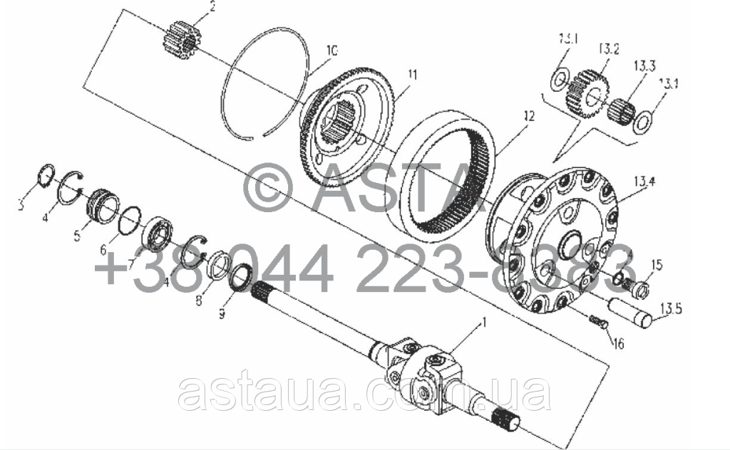 Передняя ось в сборе (дополнительно) на YTO-X704 - фото 5 - id-p56096883