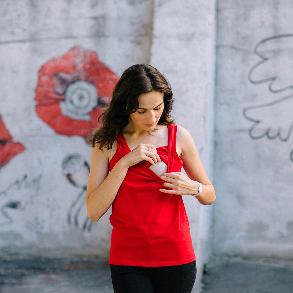 Майка для вагітних і годувальниць "Мак" зі зручним секретом, для доступу до грудей M S L, фото 1