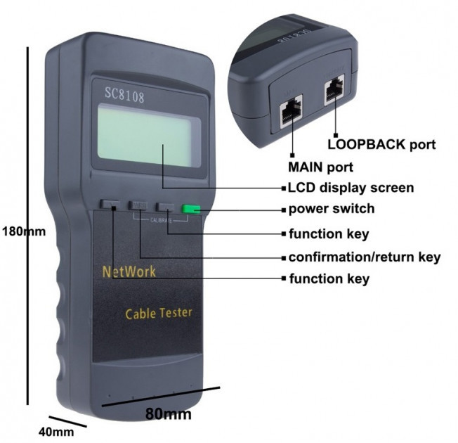 Мережний Тестер Sc8108 Кабельний Витої пари RJ45